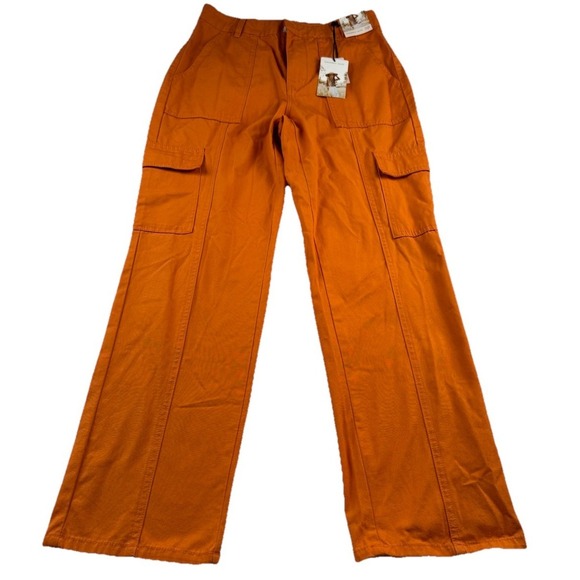 Sincerely Jules Pants - Sincerely Jules Cargo Pants Juniors 7 (27x30) Orange Autumn Fall Boho Straight